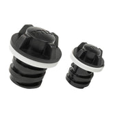 RTIC drain plug cap secured, helping prevent leaks and maintain cold contents.