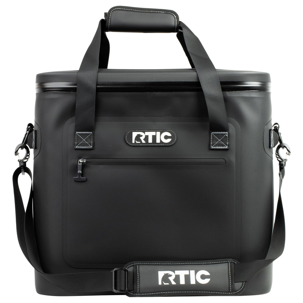 RTIC Soft Cooler 40 Can lid open for quick access and cooling.