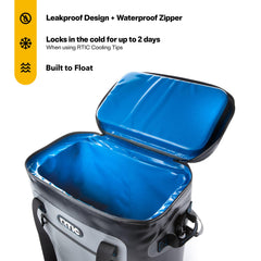 RTIC Soft Cooler floating pool use shows versatile floating cooler for water days.