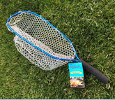 Rudder Fly Fishing Landing Net Rectangle with Rubber Net for Trout Catch and Release