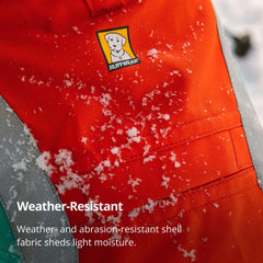 Ruffwear Lumenglow vest leash portal close-up enables quick clipping.
