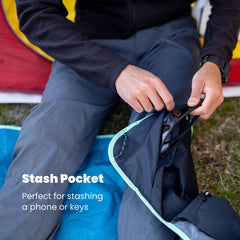 Rumpl Everywhere Mat packed with attached carrying case for on-the-go convenience.