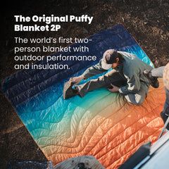 Rumpl Original Puffy Blanket 80x84 inches two-person size ideal for camp nights.
