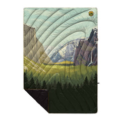 Rumpl Original Puffy Yosemite blanket folded for easy portability and travel convenience.