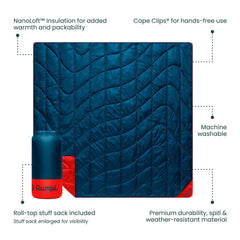Rumpl SummitShield liner detail shows weather resistance for rugged outdoor environments
