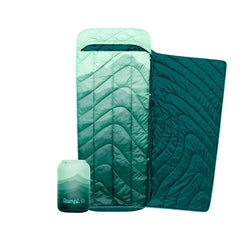 Rumpl Wrap Sack 20-degree bag showing oversized warmth for layering.