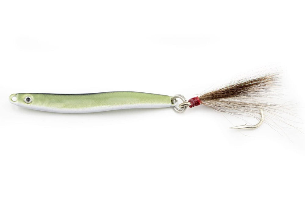 Run Off Lures Sand Eels Jig Green boosts bottom-fishing options with lifelike action.