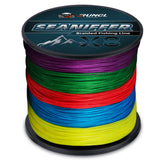 RUNCL Braided Line X8 spooled on reel with multi-color segments for easy distance estimation.
