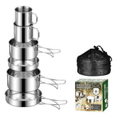 RUNGEASINI 6-piece camping cookware set ready for two to three people on a trail