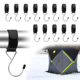 RunNico 14-piece ice fishing shelter coat hooks set — stainless steel hooks close-up