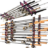 Rush Creek Creations 8-rod wall rack twin pack keeps fishing rods neatly organized.