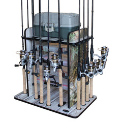 Rush Creek Creations 14-rod rack with bass graphics organizes gear and adds style to your space