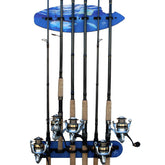 Rush Creek Creations Guy Harvey ceiling rod rack with six holders for organized storage.