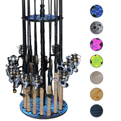 Rush Creek Creations round rod holder with 16 clips keeps freshwater rods organized.