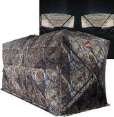 RuskBlinds Thunderdome side-by-side blind setup offers roomy shelter for hunting