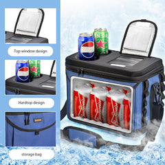 Ruthfot collapsible hardtop cooler bag lid open view for quick access.