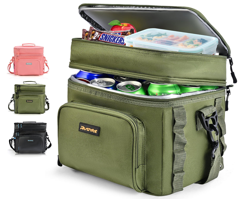 Ruthfot double-layer insulated cooler front view with ample space for lunches.
