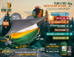 Ryno Tuff XL hammock rain fly protects you during camping