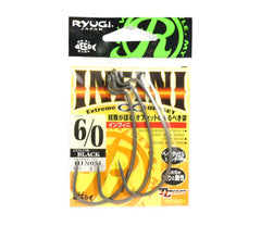 Ryugi Infini HIN051 6/0 hook angled view showing optimal line-eye alignment for secure hook sets.