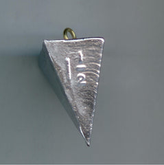 S & J's Tackle Box pyramid sinker 1.5 oz provides bottom stability in currents for surf fishing
