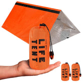 SAFE OTG emergency survival tent folded compactly for easy backpack or car kit storage.