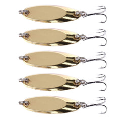 SagaSave gold spoon lure front view with reflective shine attracting fish
