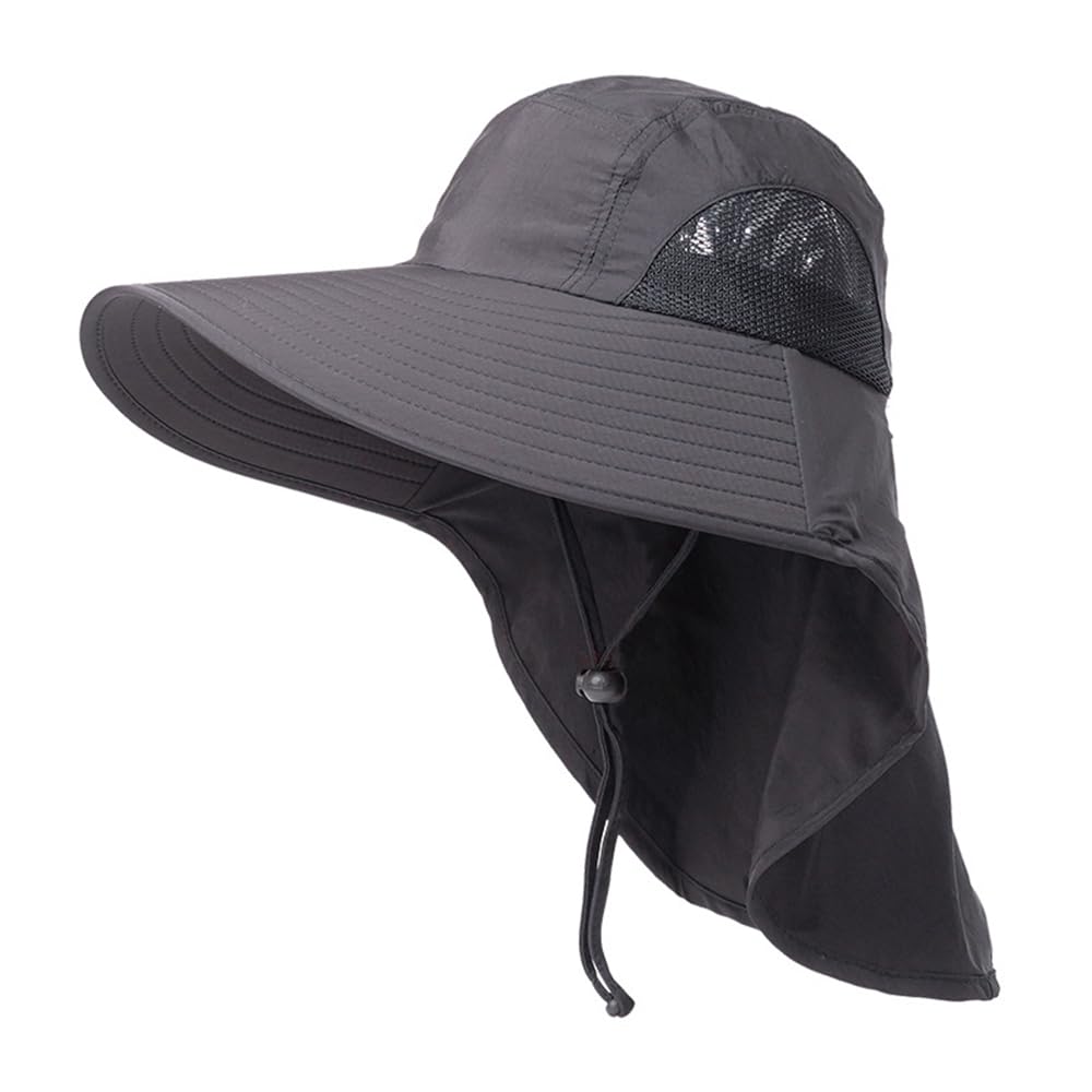 SagaSave wide brim hat in dark grey shields the face from sun during outdoor adventures.