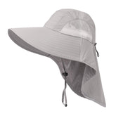 SagaSave wide brim hat light grey front view shields face from sun during outdoor adventures.