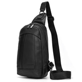 SAIION small leather sling bag crossbody black, versatile daily carry