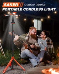 Saker light modes panel setup illustrates white, warm, and SOS options for mood and visibility.