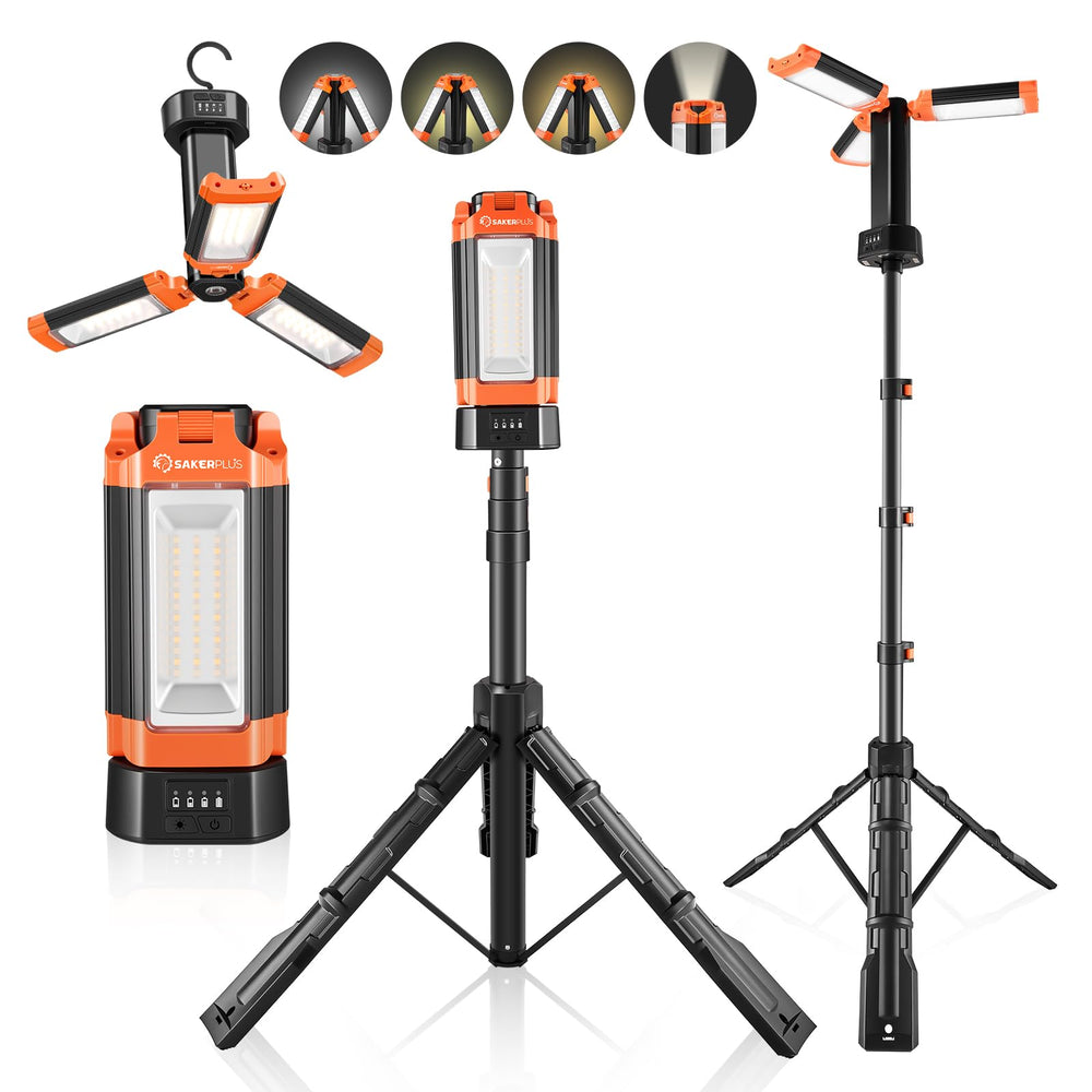 SakerPlus portable-light-with-stand provides reliable campsite illumination for outdoor evenings.