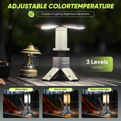 SakerPlus quad-stand table-light setup provides stable campsite light.