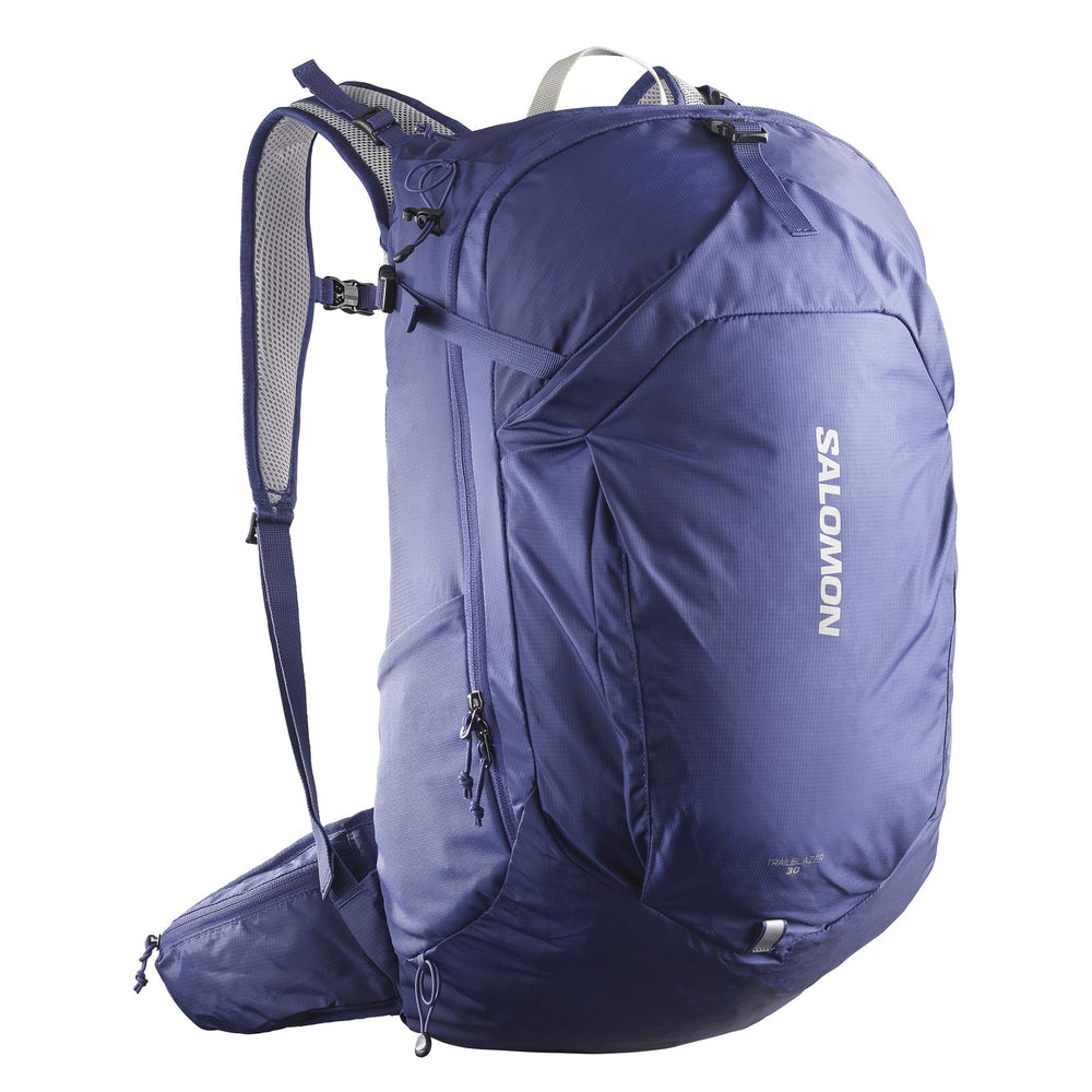 Salomon Trailblazer 30 front view demonstrates ergonomic fit for long hikes