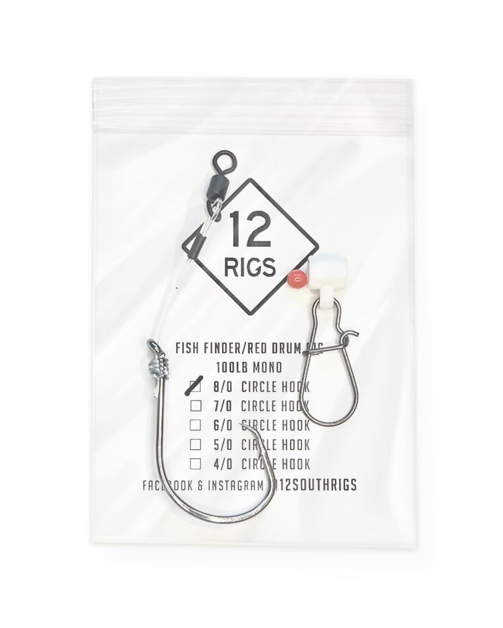 Salt Tide Hatteras style rig close-up with 8-0 hook for reliable cast control