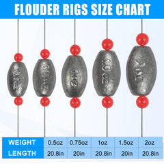 Egg sinker weights sliding along wire leader with beads