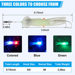 Lifelike glow squid lure body detail