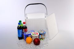 Salutem Vita 12qt cooler in-use with groceries highlights dependable cold storage for delivery.