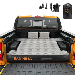 SAN HIMA truck bed air mattress setup shows space-maximizing comfort on compact beds.