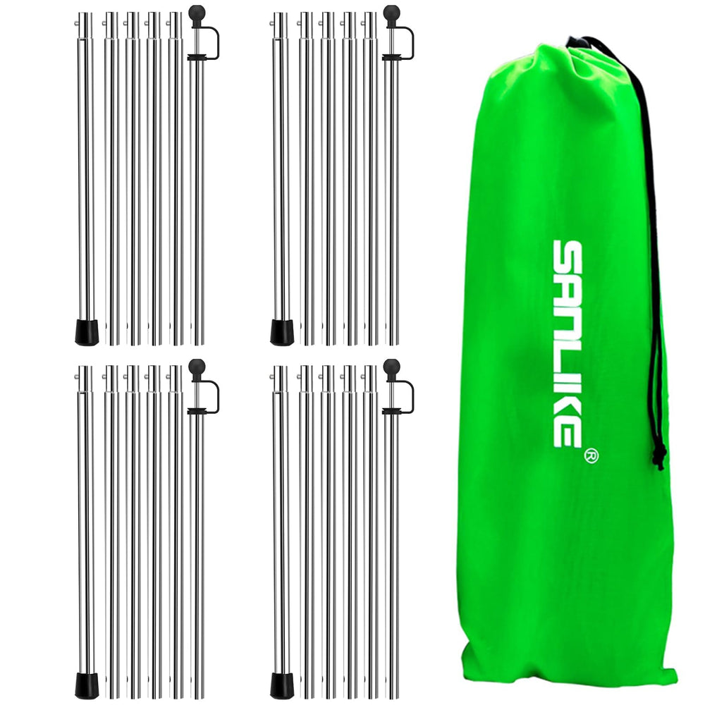 SAN LIKE tent poles in use to set up a tarpaulin shelter quickly.