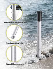 Foot push triangle bracket for secure insertion into sand