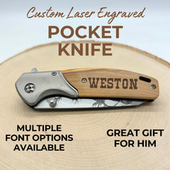 Sandpiper Ink olive wood handle on elk blade knife highlights natural warmth and grip.