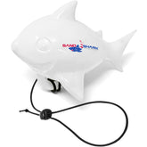 Shark-shaped floating anchor buoy marking a sand anchor location