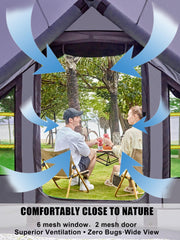 SANHOVO inflatable tent mesh doors and windows provide cool airflow and bug protection
