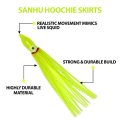 Sanhu Hoochie Skirts Yellow durable soft plastic withstands bites