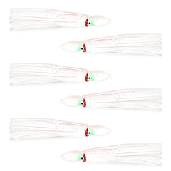 Sanhu Hoochie Squid Skirts 4.75 inch with 3D glow eyes attracts bites.