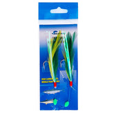 Sanhu Rock Cod Feather Rig 3/0 Green/Yellow, ideal for deep-sea bottom fishing.