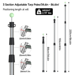 SAN LIKE tarp pole stainless steel durability supports rugged camping conditions.