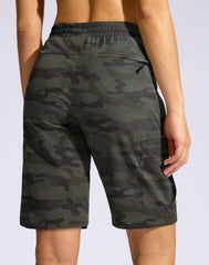 SANTINY women's 10in hiking shorts side pocket view highlighting secure zipper pockets.
