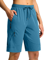 SANTINY women's 10in hiking shorts front view shows lightweight fabric for summer hikes