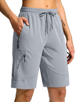 SANTINY women's 10-inch hiking shorts front view highlights lightweight quick-dry fabric